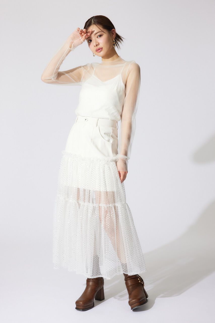 rienda「ランダムリブシアーニットトップス」|ニット・セーター|