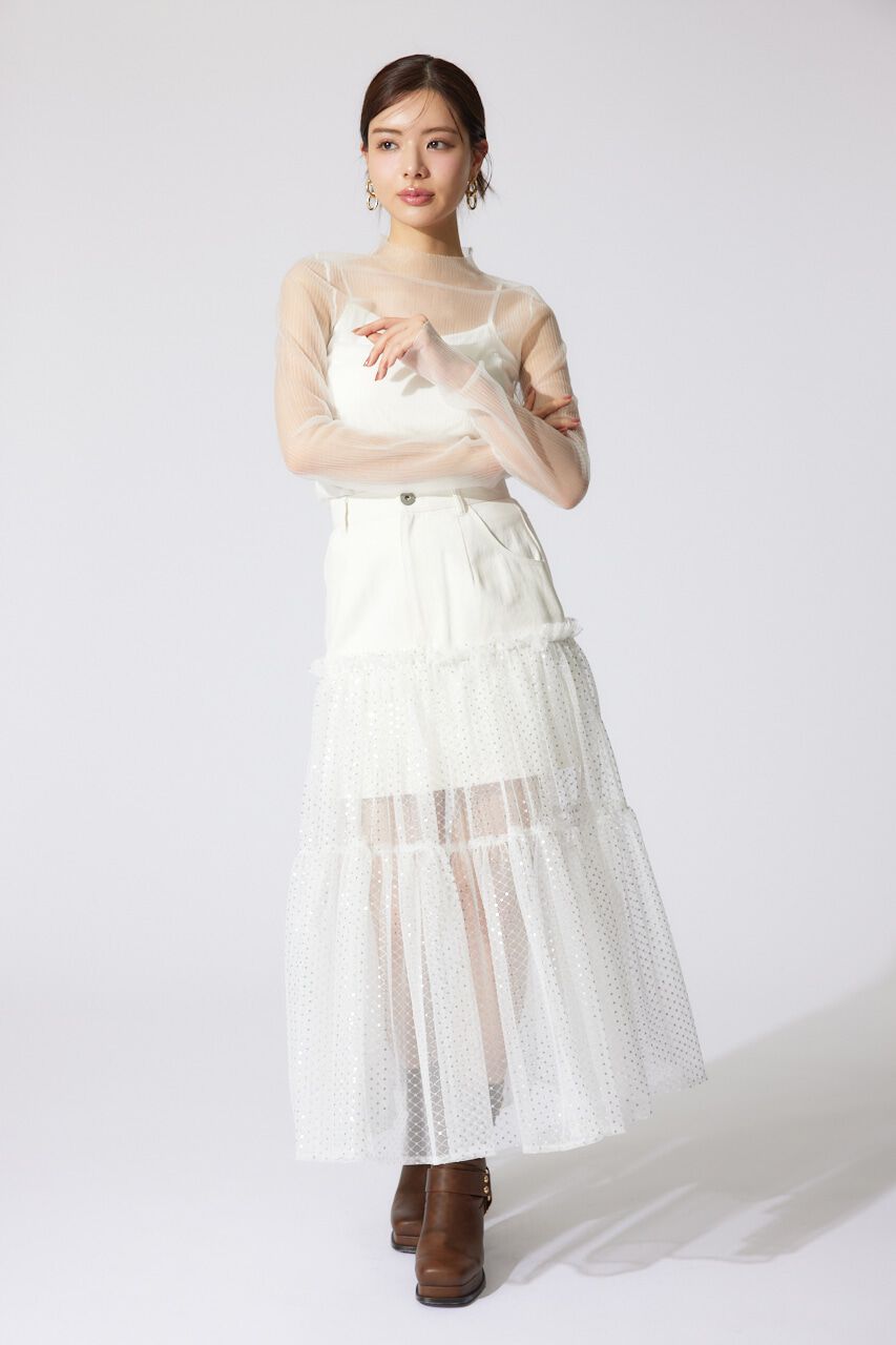 rienda「ランダムリブシアーニットトップス」|ニット・セーター|