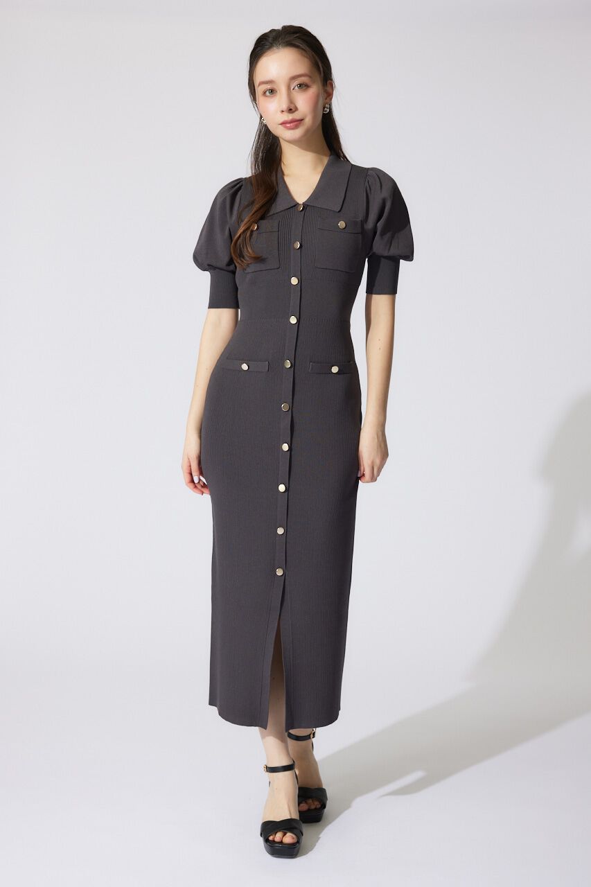 rienda「パフスリーブニットタイトワンピース」|ワンピース|