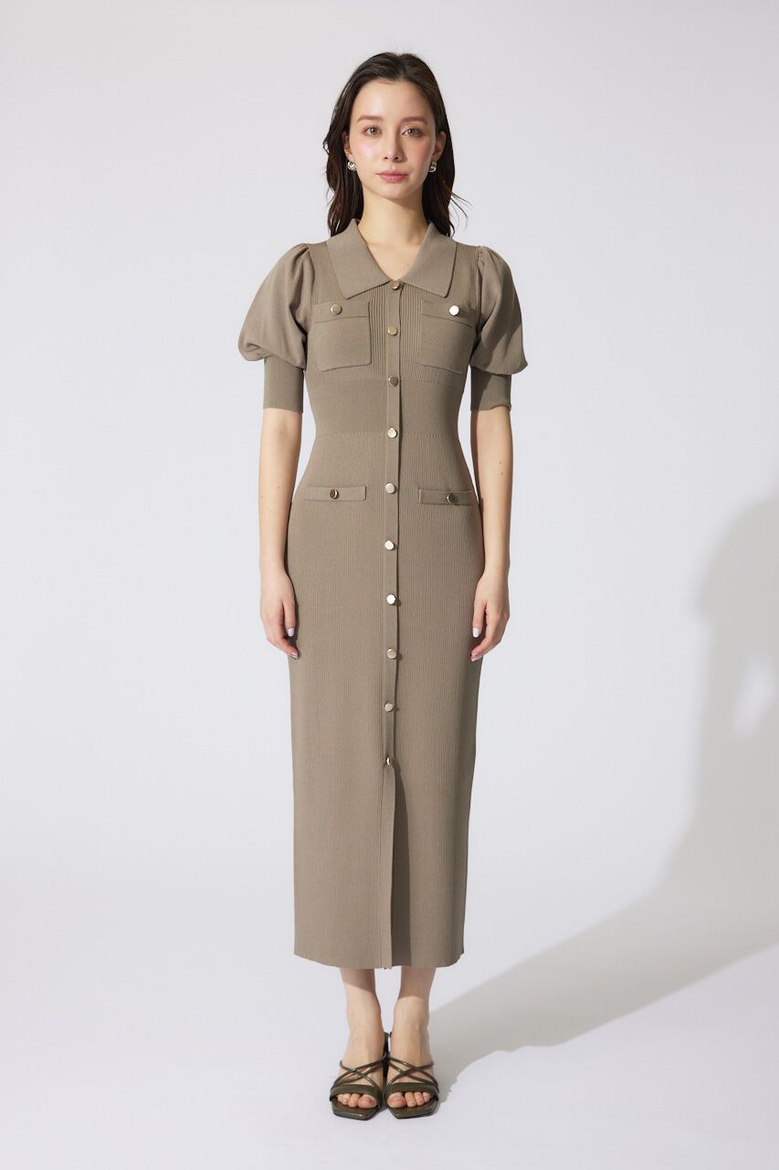 rienda「パフスリーブニットタイトワンピース」|ワンピース|