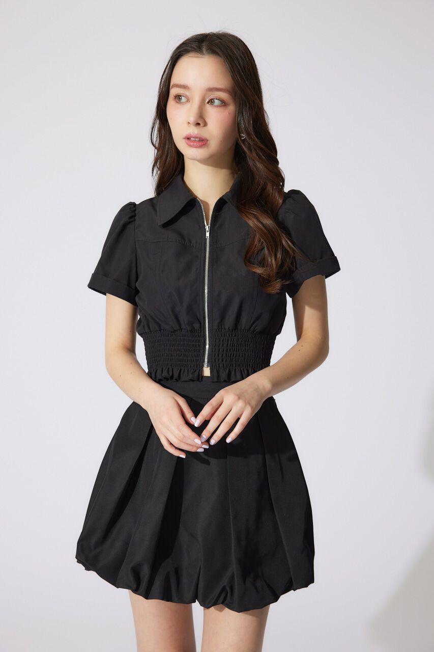 rienda「ウエストシャーリングZIPブラウス」|シャツ・ブラウス|