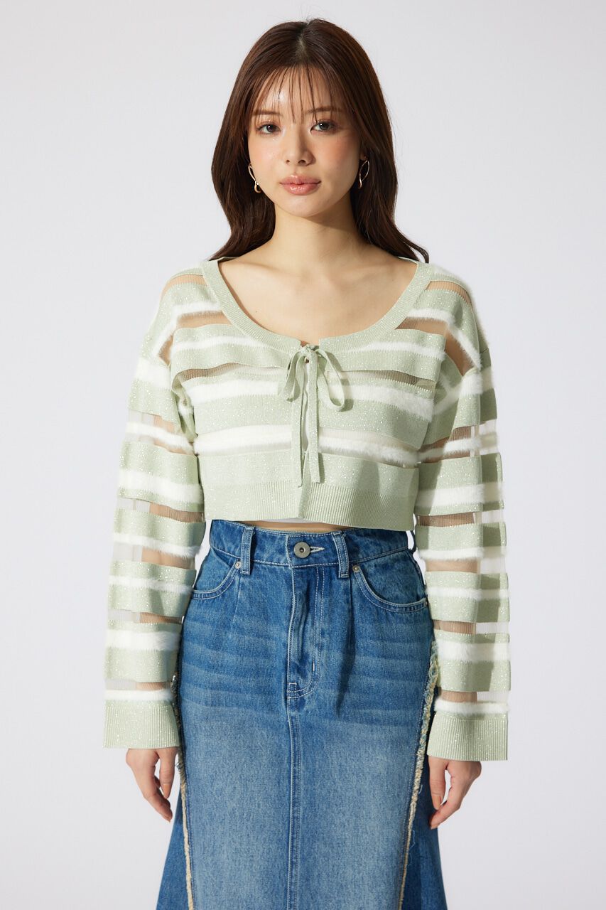 rienda「シアーボーダーニットカーディガン」|カーディガン|