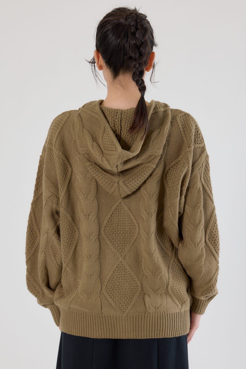 RODEO CROWNS「ロゴケーブルニットジップフーディー」|パーカー|