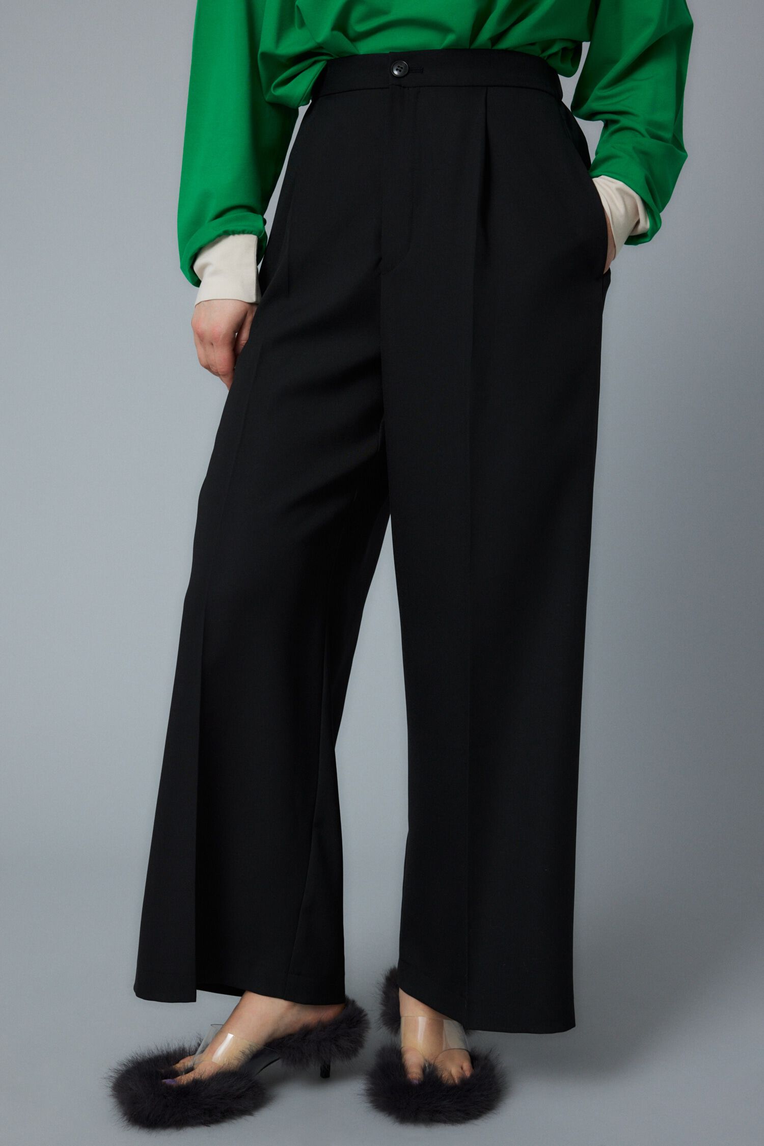 HeRIN.CYE「Center press wide pants」|その他|BLK