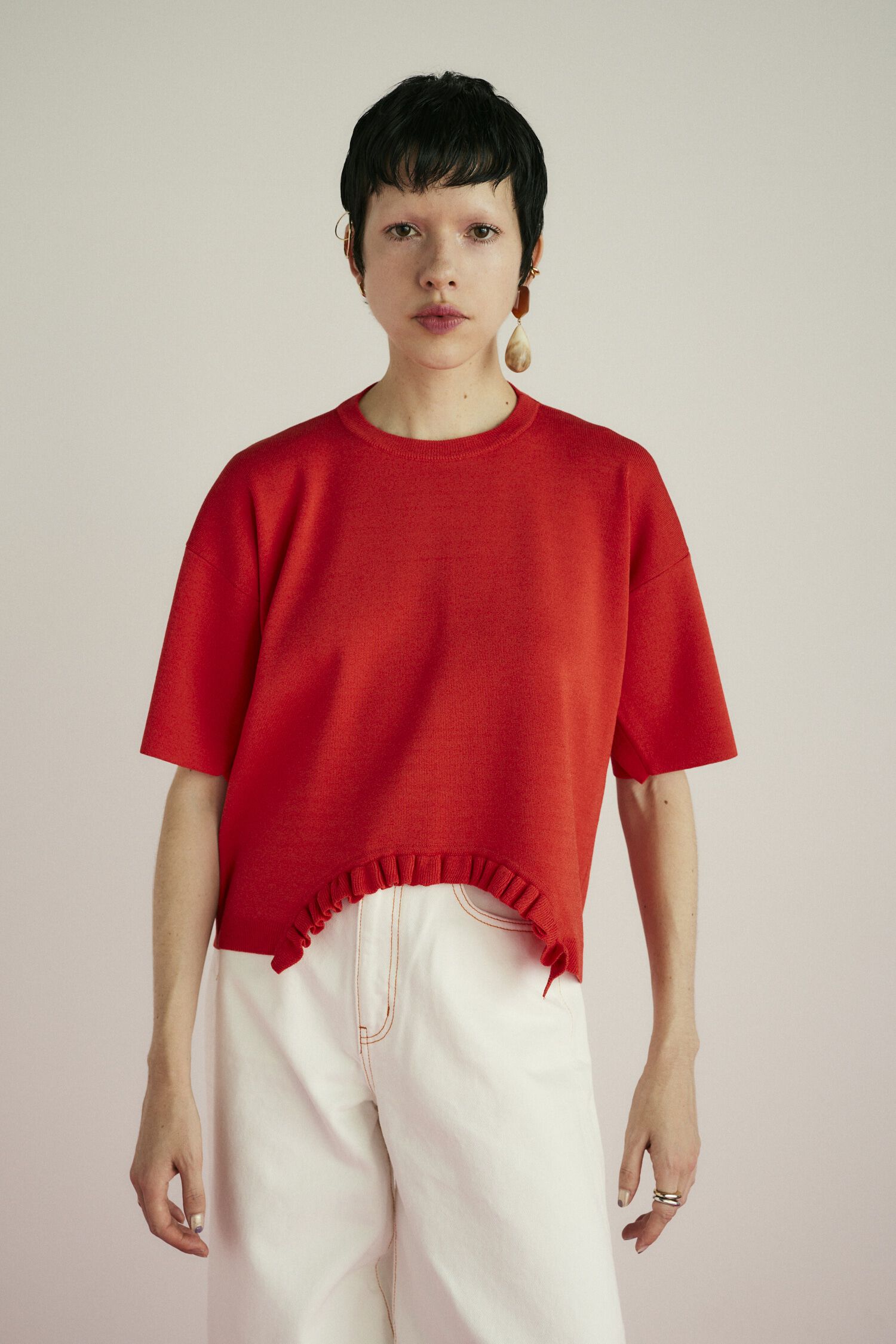 HeRIN.CYE「Box silhouette tops」|ニット・セーター|RED