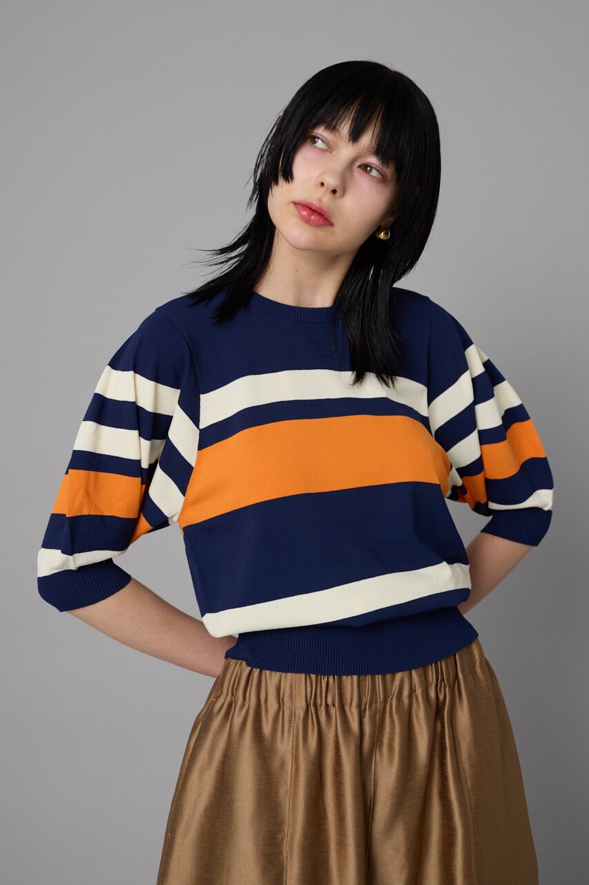 HeRIN.CYE「Border knit tops」|ニット・セーター|NVY