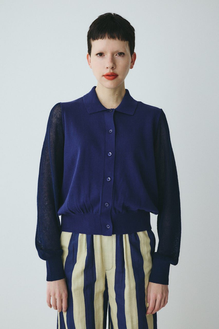 HeRIN.CYE「［予約］Sheer sleeve cardigan」|ニット・セーター|NVY