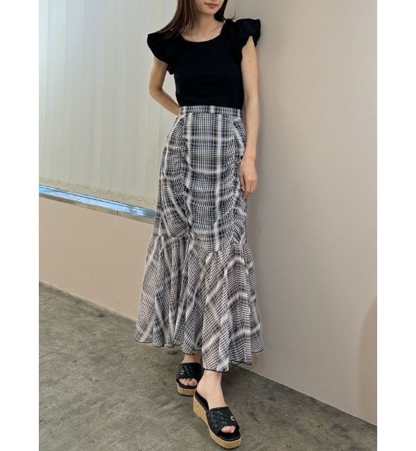 CALNAMUR「CHECK GATHERED MERMAID SK/チェックギャザーマーメイドスカート」|スカート|