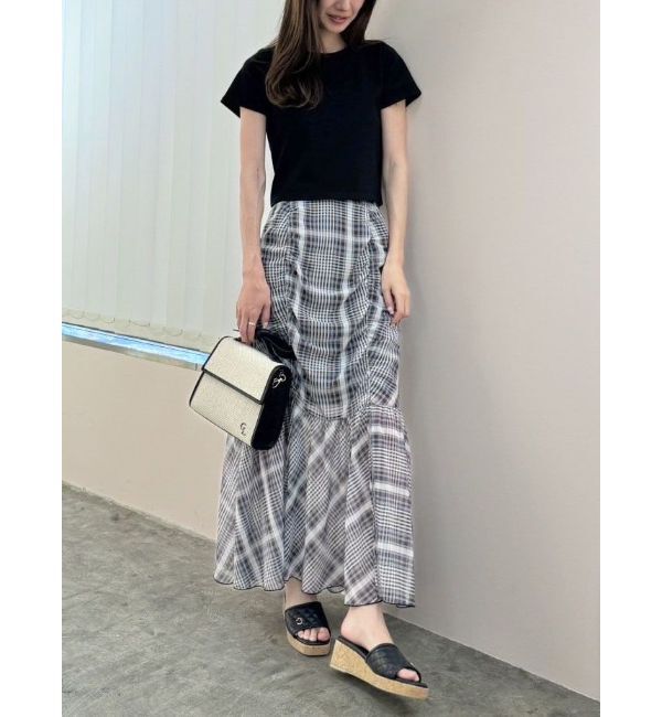 CALNAMUR「CHECK GATHERED MERMAID SK/チェックギャザーマーメイドスカート」|スカート|