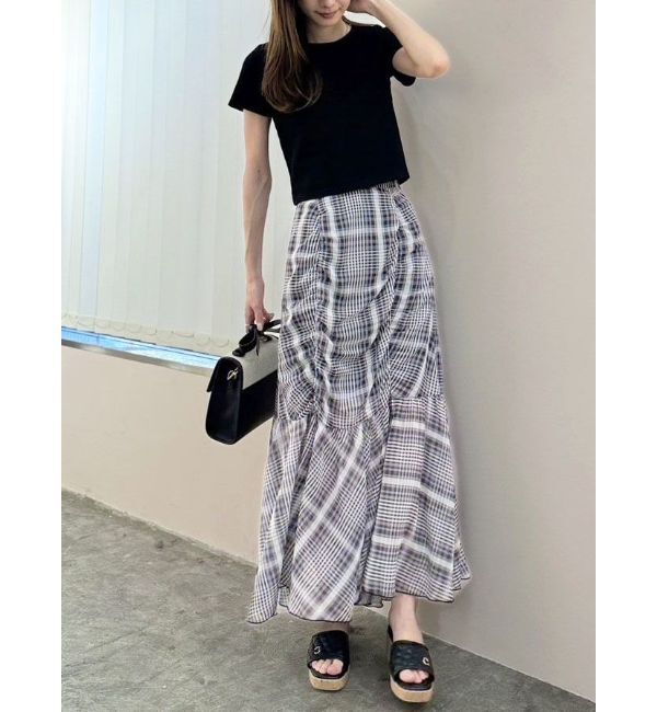 CALNAMUR「CHECK GATHERED MERMAID SK/チェックギャザーマーメイドスカート」|スカート|
