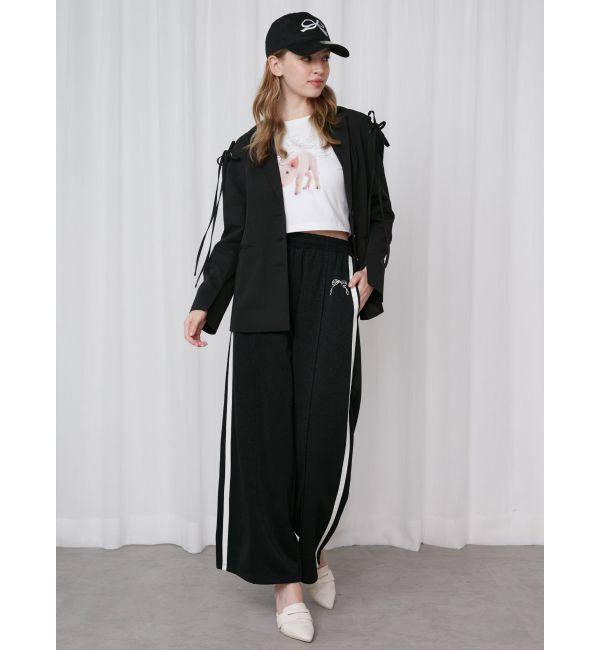 CALNAMUR「SIDE LINE RIBBON PRINT SWEAT PT/サイドラインリボンプリントスウェットパンツ」|その他|