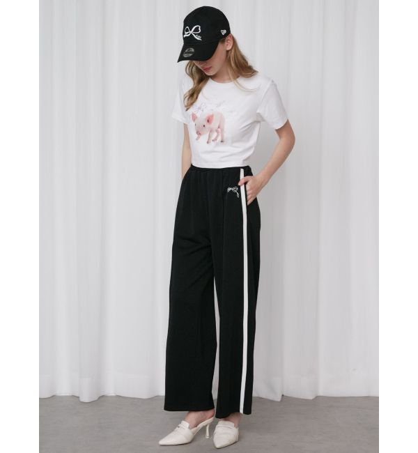 CALNAMUR「SIDE LINE RIBBON PRINT SWEAT PT/サイドラインリボンプリントスウェットパンツ」|その他|