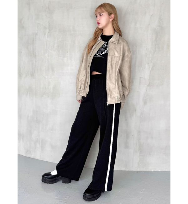 CALNAMUR「SIDE LINE RIBBON PRINT SWEAT PT/サイドラインリボンプリントスウェットパンツ」|その他|