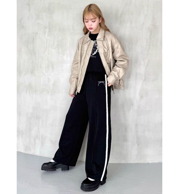 CALNAMUR「SIDE LINE RIBBON PRINT SWEAT PT/サイドラインリボンプリントスウェットパンツ」|その他|
