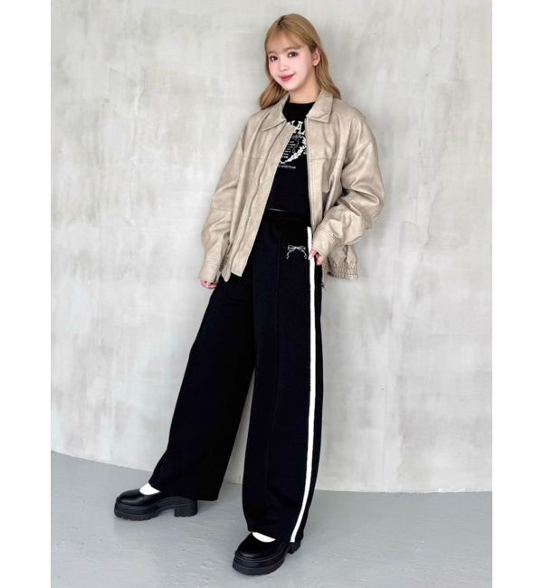 CALNAMUR「SIDE LINE RIBBON PRINT SWEAT PT/サイドラインリボンプリントスウェットパンツ」|その他|
