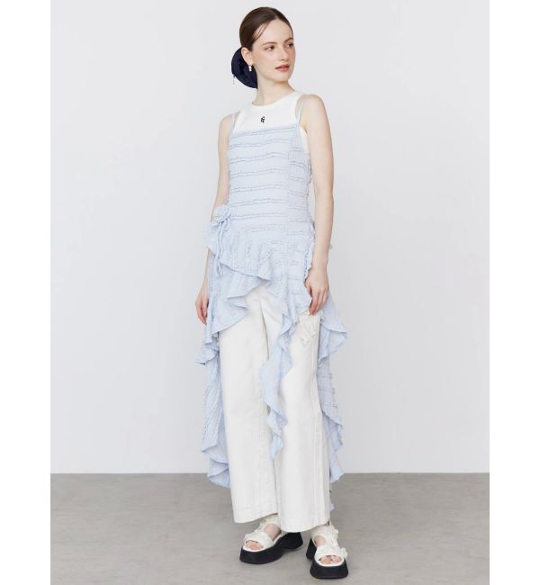 CALNAMUR「3D FLOWER STRAIGHT DENIM PT/3Dフラワーストレートデニムパンツ」|デニム|