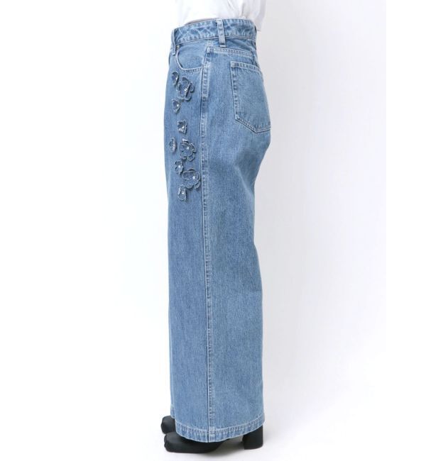 CALNAMUR「3D FLOWER STRAIGHT DENIM PT/3Dフラワーストレートデニムパンツ」|デニム|