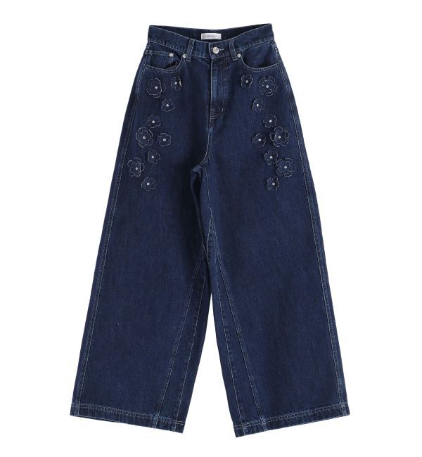 CALNAMUR「3D FLOWER STRAIGHT DENIM PT/3Dフラワーストレートデニムパンツ」|デニム|インディゴ