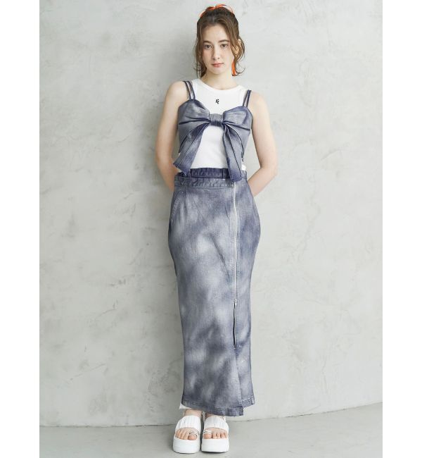 CALNAMUR「GLITTER DENIM ZIP TIGHT SKIRT/グリッターデニムジップタイトスカート」|スカート|