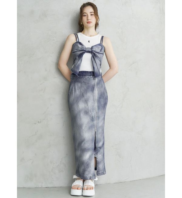 CALNAMUR「GLITTER DENIM ZIP TIGHT SKIRT/グリッターデニムジップタイトスカート」|スカート|