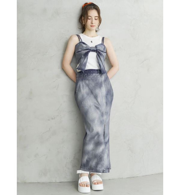 CALNAMUR「GLITTER DENIM ZIP TIGHT SKIRT/グリッターデニムジップタイトスカート」|スカート|