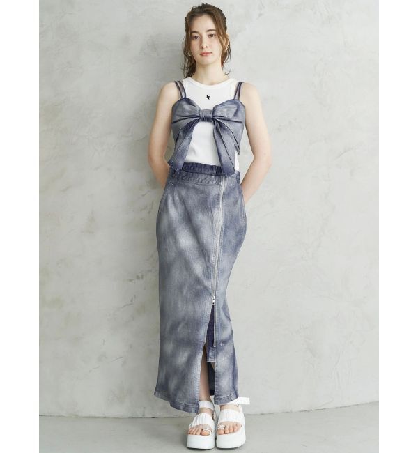 CALNAMUR「GLITTER DENIM ZIP TIGHT SKIRT/グリッターデニムジップタイトスカート」|スカート|