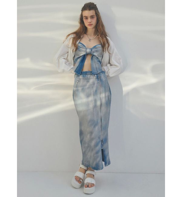 CALNAMUR「GLITTER DENIM ZIP TIGHT SKIRT/グリッターデニムジップタイトスカート」|スカート|