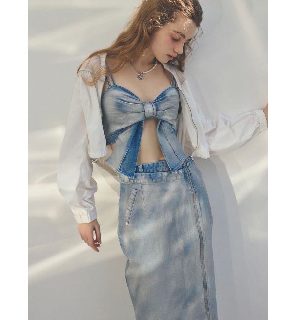 CALNAMUR「GLITTER DENIM ZIP TIGHT SKIRT/グリッターデニムジップタイトスカート」|スカート|