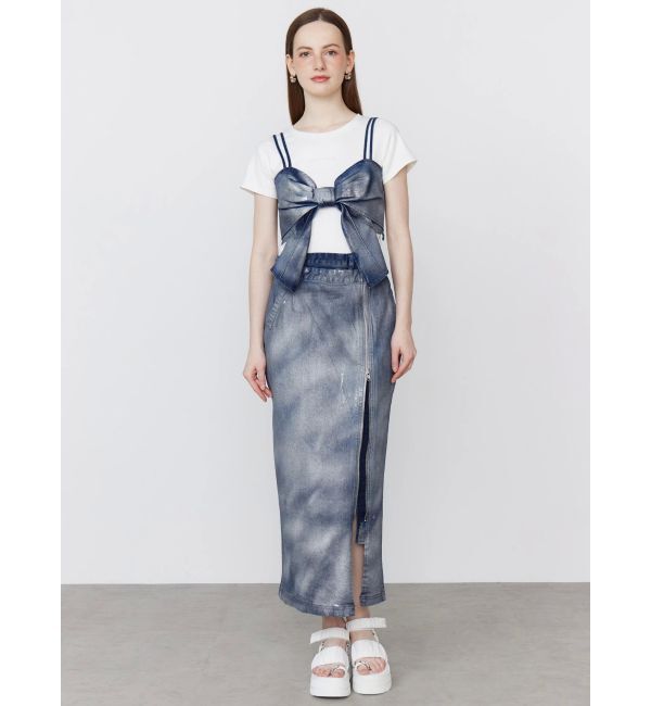 CALNAMUR「GLITTER DENIM ZIP TIGHT SKIRT/グリッターデニムジップタイトスカート」|スカート|
