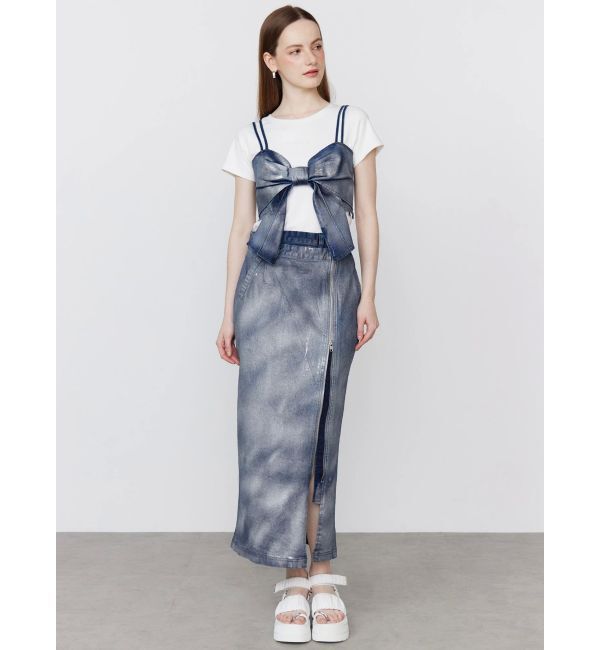 CALNAMUR「GLITTER DENIM ZIP TIGHT SKIRT/グリッターデニムジップタイトスカート」|スカート|