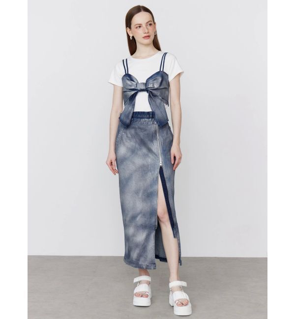 CALNAMUR「GLITTER DENIM ZIP TIGHT SKIRT/グリッターデニムジップタイトスカート」|スカート|