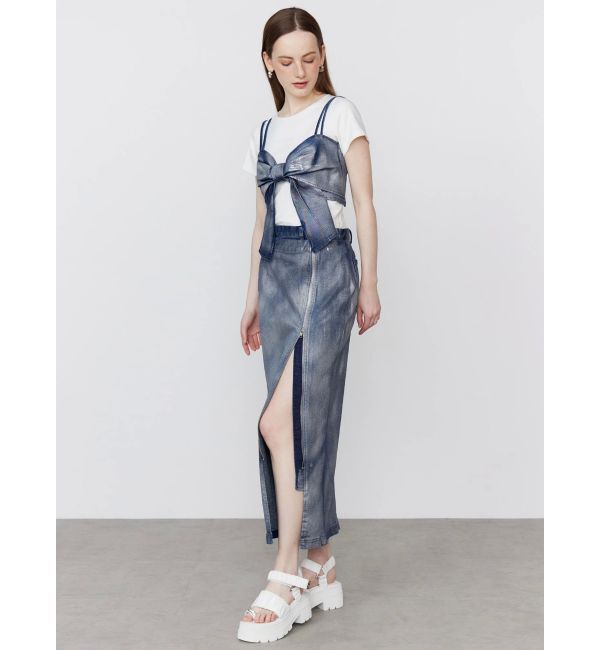 CALNAMUR「GLITTER DENIM ZIP TIGHT SKIRT/グリッターデニムジップタイトスカート」|スカート|