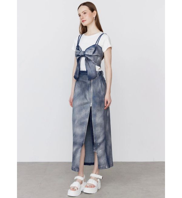 CALNAMUR「GLITTER DENIM ZIP TIGHT SKIRT/グリッターデニムジップタイトスカート」|スカート|