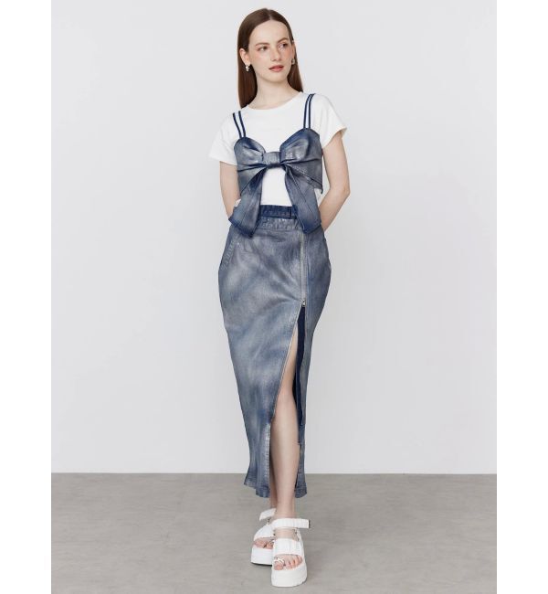 CALNAMUR「GLITTER DENIM ZIP TIGHT SKIRT/グリッターデニムジップタイトスカート」|スカート|