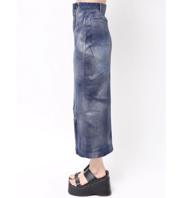 CALNAMUR「GLITTER DENIM ZIP TIGHT SKIRT/グリッターデニムジップタイトスカート」|スカート|