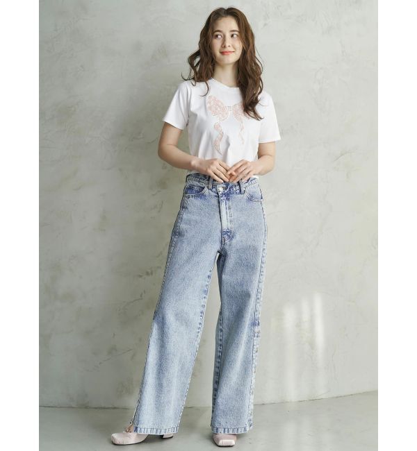 CALNAMUR「DENIM LINE SLIT PANTS/デニムラインスリットパンツ」|デニム|