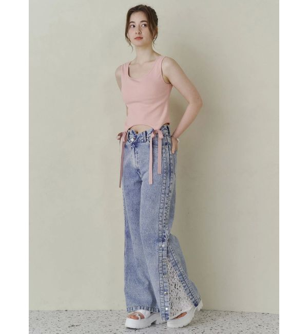 CALNAMUR「DENIM LINE SLIT PANTS/デニムラインスリットパンツ」|デニム|