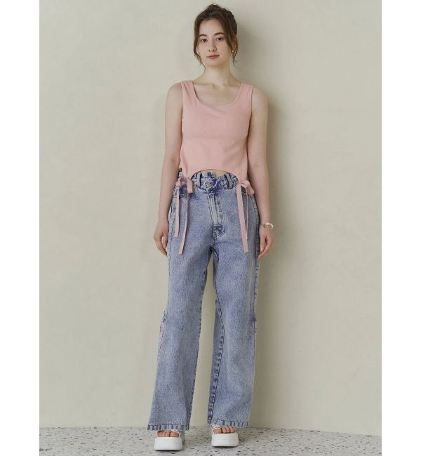CALNAMUR「DENIM LINE SLIT PANTS/デニムラインスリットパンツ」|デニム|