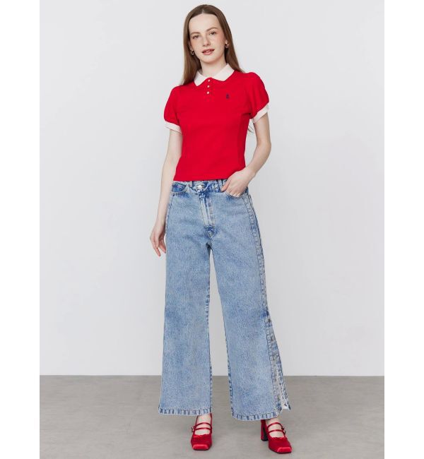 CALNAMUR「DENIM LINE SLIT PANTS/デニムラインスリットパンツ」|デニム|