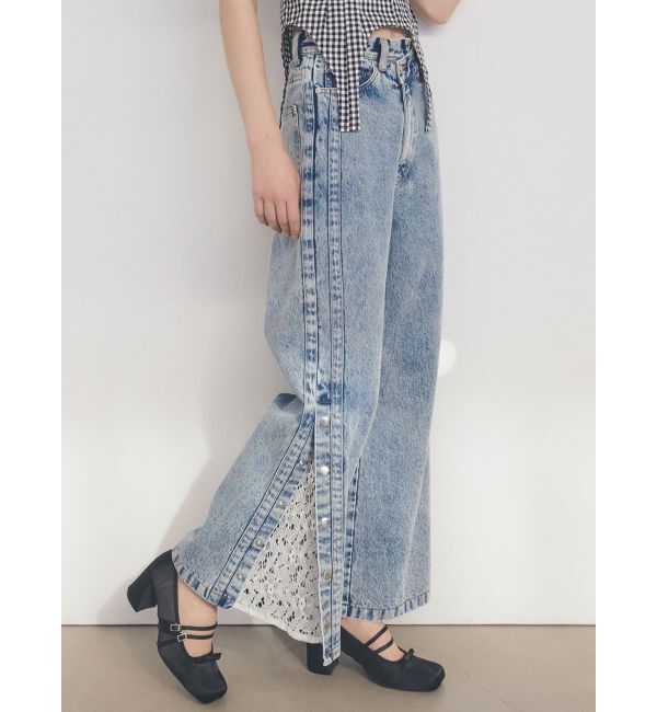 CALNAMUR「DENIM LINE SLIT PANTS/デニムラインスリットパンツ」|デニム|