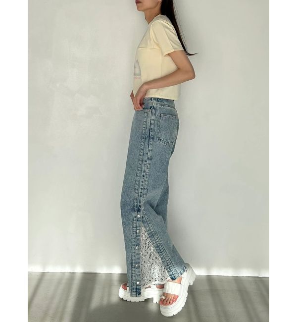 CALNAMUR「DENIM LINE SLIT PANTS/デニムラインスリットパンツ」|デニム|