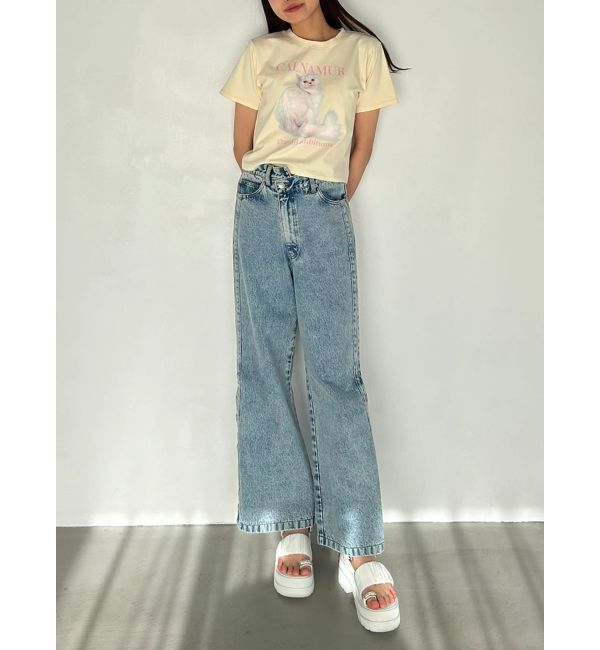 CALNAMUR「DENIM LINE SLIT PANTS/デニムラインスリットパンツ」|デニム|