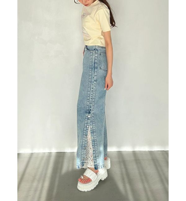 CALNAMUR「DENIM LINE SLIT PANTS/デニムラインスリットパンツ」|デニム|