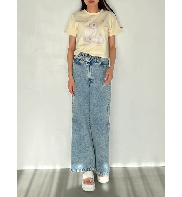 CALNAMUR「DENIM LINE SLIT PANTS/デニムラインスリットパンツ」|デニム|