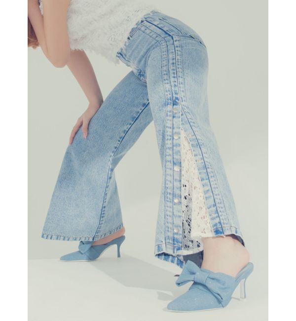 CALNAMUR「DENIM LINE SLIT PANTS/デニムラインスリットパンツ」|デニム|