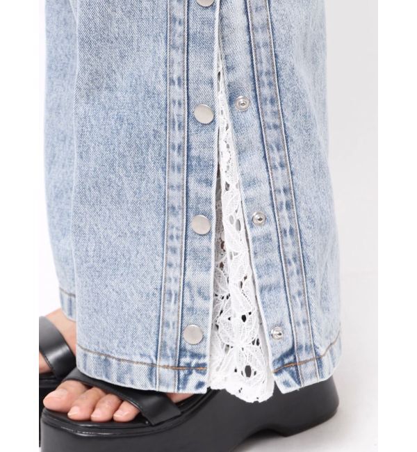 CALNAMUR「DENIM LINE SLIT PANTS/デニムラインスリットパンツ」|デニム|