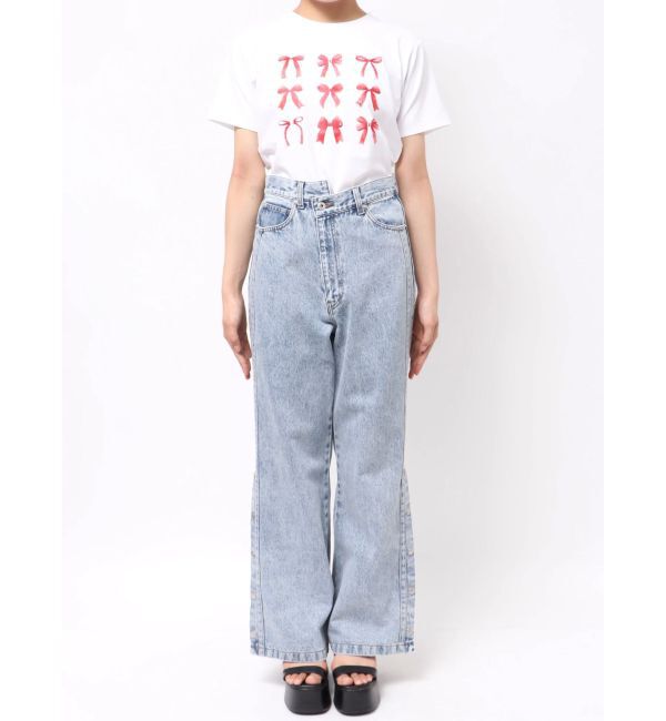 CALNAMUR「DENIM LINE SLIT PANTS/デニムラインスリットパンツ」|デニム|