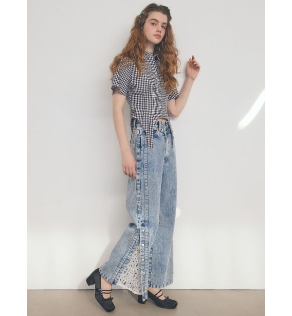 CALNAMUR「DENIM LINE SLIT PANTS/デニムラインスリットパンツ」|デニム|