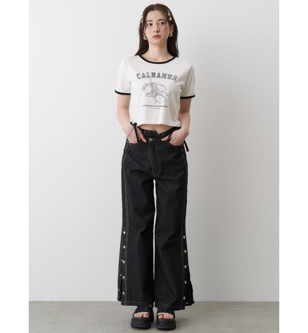 CALNAMUR「DENIM LINE SLIT PANTS/デニムラインスリットパンツ」|デニム|