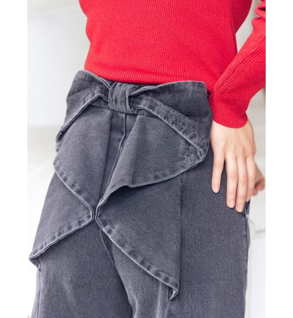 CALNAMUR「バックリボンデニムパンツ」|デニム|